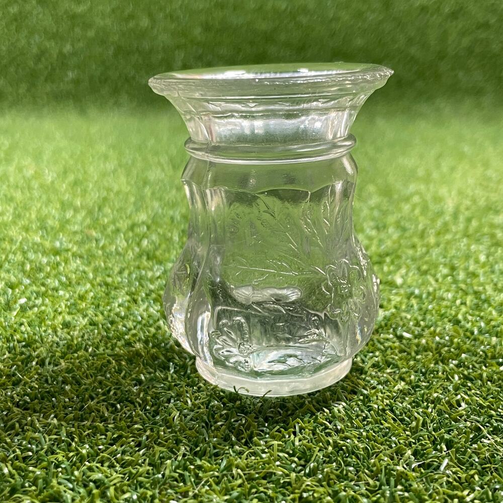 Vintage Clear Pressed Glass Toothpick Bud Vase Mini Votive Candle Holder - Picture 2 of 9
